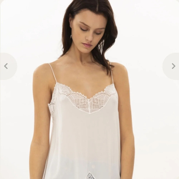 IRO Wova Silk Sheer Embroidery Lace White Ivory Camisole Top